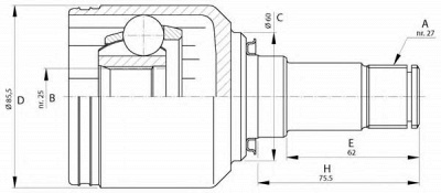 OPEN PARTS cvj570220 -  Шарнирный комплект, приводной вал